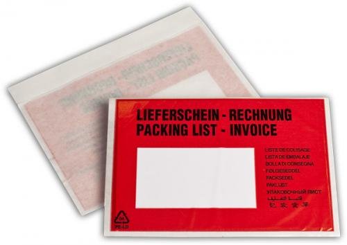 Begleitpapiertaschen rot haftklebend 137x175mm