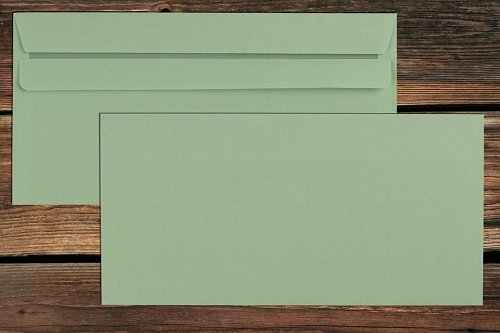 Briefumschlag DIN lang grün ohne Fenster innen grau