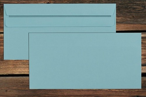Briefumschlag DIN lang blau ohne Fenster innen grau