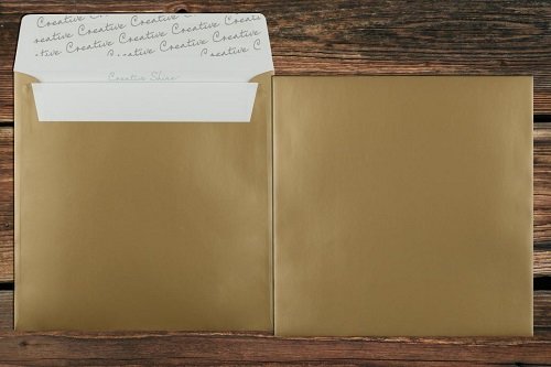 Briefumschlag 160x160 mm ohne Fenster gold - Metallics