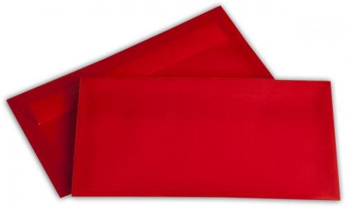 Transparente Briefumschläge DIN lang intensiv-rot