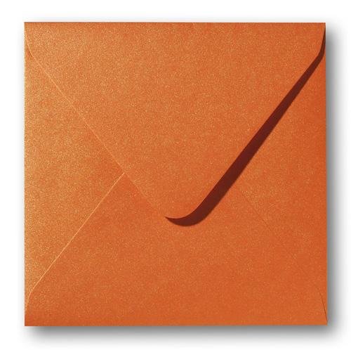 Briefumschläge quadratisch metallic orange glow 140x140mm - Glamour